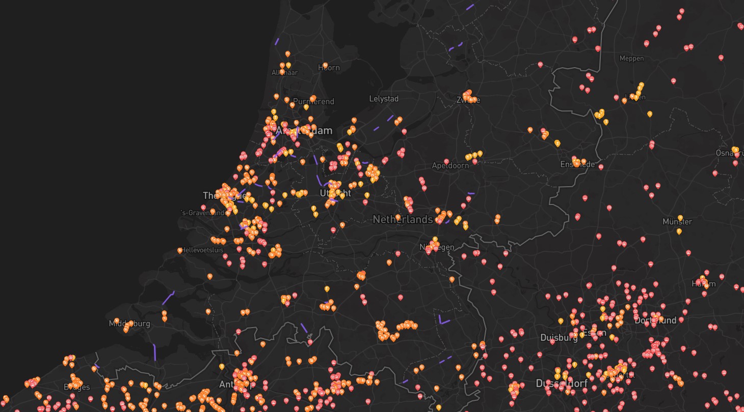 See every camera, restricted zone & average-speed section on one map.